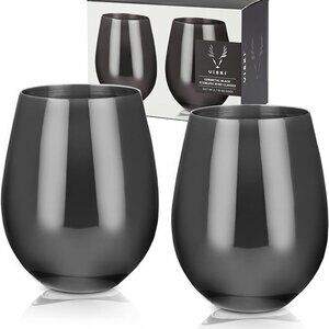 Brand New Viski Gunmetal Black Stemless Wineglasses
